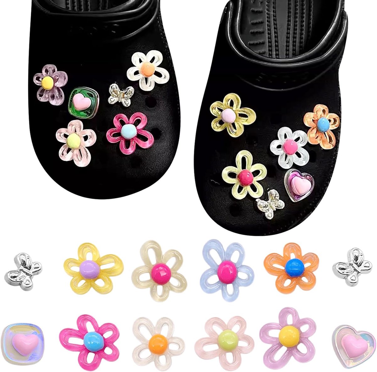 Bedels, decoratie voor schoenen, klompen, madeliefjes, accessoires en versieringen, voor geschenken voor kinderen, feest, verjaardag
