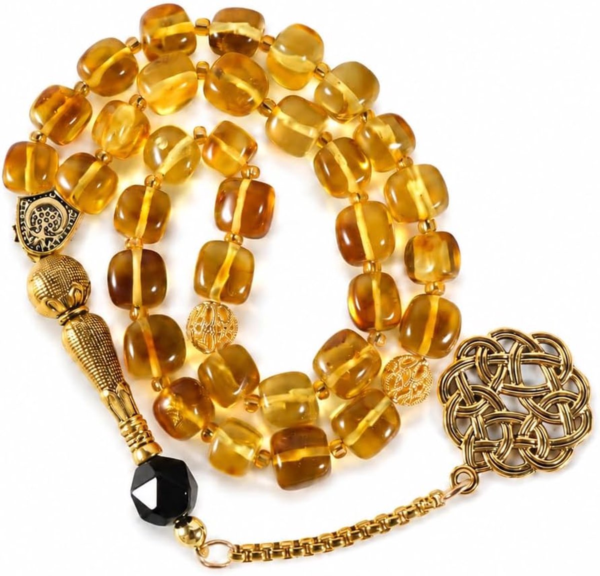 33 parels barnsteen Tasbih Misbaha voor mannen, natuurlijke amber gebedsketting met QR-code-certificaat en geschenkdoos, hoogwaardig Ramadan Eid Hajj Umrah cadeau