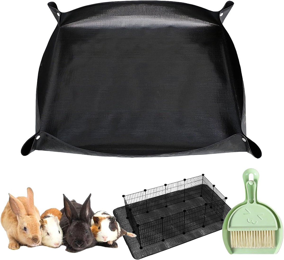 150 x 100 cm waterdichte huisdierboxmat, konijnenkooivoering, zwarte PVC-kooivoeringen - waterdichte huisdiermat voor konijnen, cavia's en andere amall-dieren - duurzaam