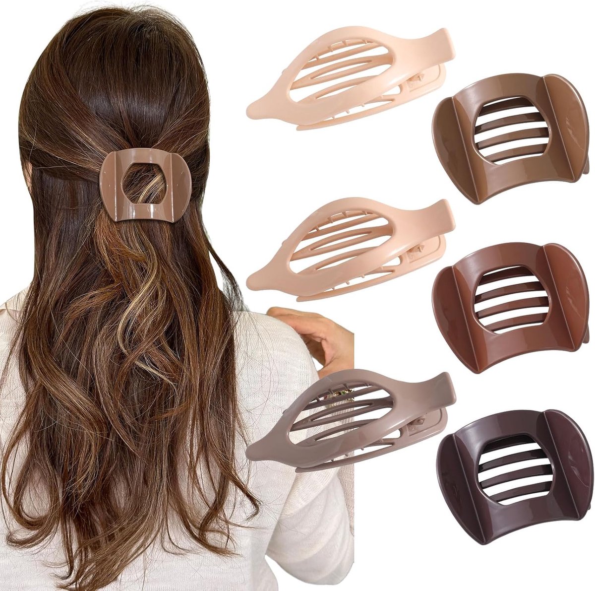 6 stuks platte haarclips voor dames, eendensnavel, haarspeld, antislip, Franse haarklem voor sport en yoga, platte klem