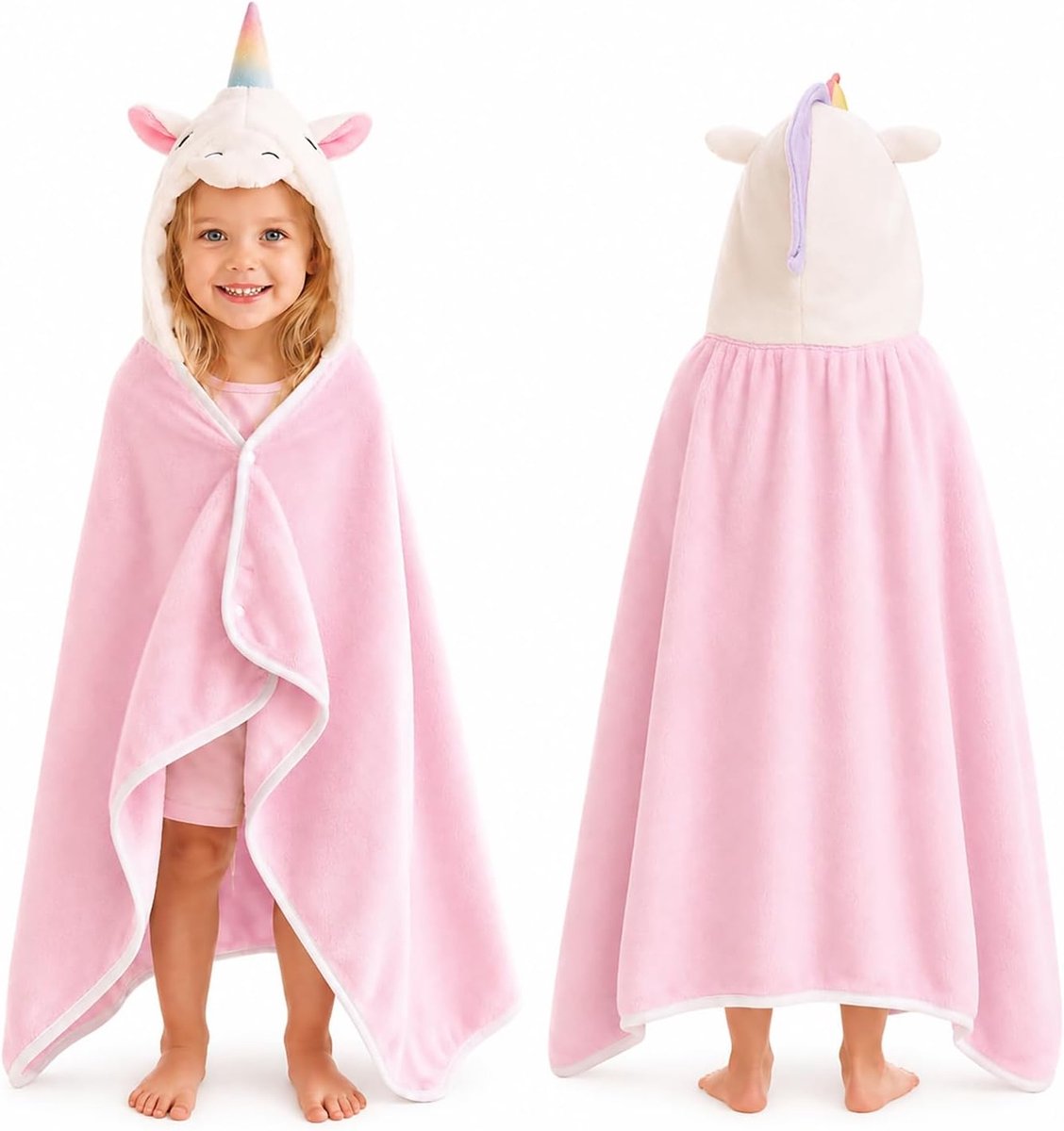 3D Eenhoorn Hooded Handdoek Badhanddoek Poncho 130 x 70 cm