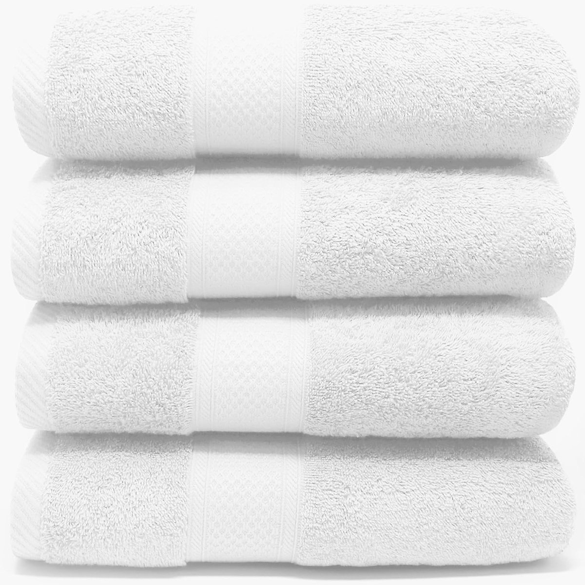 Grote badhanddoeken, douchehanddoeken, hoogwaardige katoenen handdoekenset, 550 g/m², 4-delig (70 x 130 cm), extra zacht, absorberend en duurzaam, 4 x 70 x 130 cm, wit