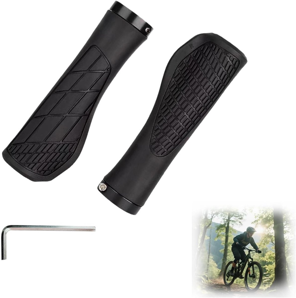Handgrepen, ergonomisch, antislip, voor stuur, 22 mm, met schroefsluiting, voor MTB, trekkingfiets, stadsfiets, racefiets, 1 paar
