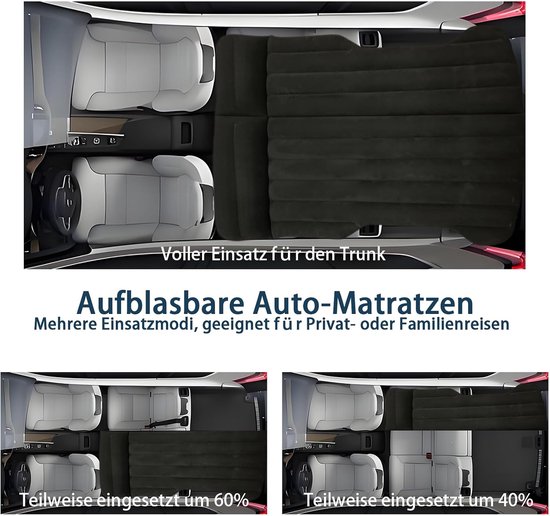 SUV-Luchtmatras, Opblaasmatras Voor Model Y - RV Minivan SUV Luchtmatras, Verdikte Autoluchtmatras Camping Opblaasbed voor Kofferbak/Achterbank, Camping/Outdoor Zwart — afbeelding 2