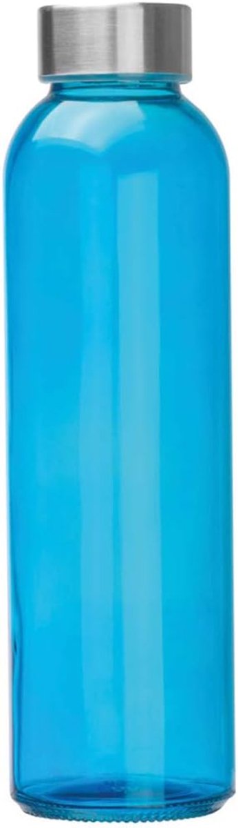 noTrash2003 Drinkfles van glas, BPA-vrij, 500 ml, met roestvrijstalen sluiting, trainingsfles, sport, gym, camping, outdoor, fitness, sportfles, blauw, roze, groen, oranje, rood of transparant