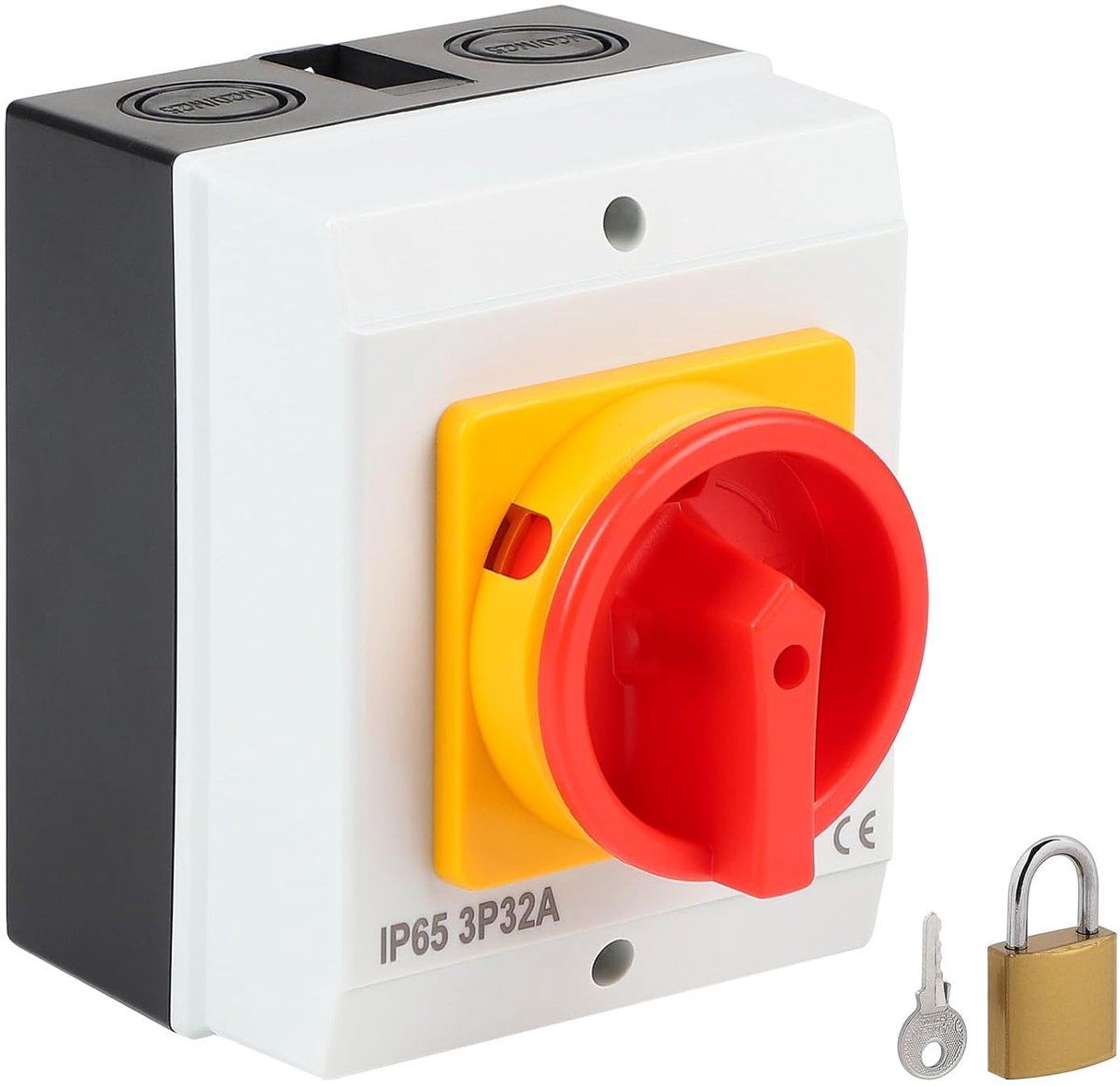 32 A hoofdschakelaar, 3-polig, draaischakelaar met behuizing voor het aansluiten van schakelaars en scheiding van kleine circuits, IP65