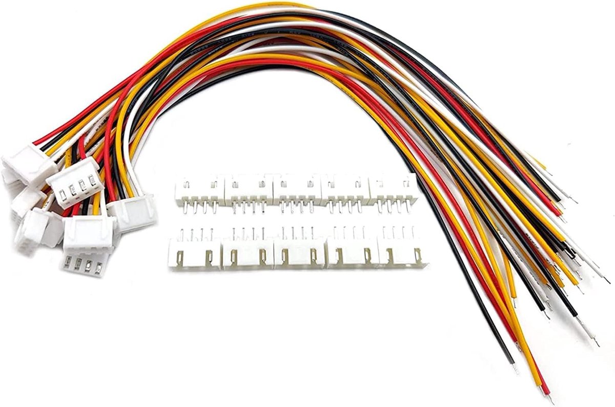 20 Sets JST XH2.54 4Pin Draad Kabel Plug Connector, XH 2.54mm Pitch 4Pins Mannelijke Vrouwelijke met 20cm Draad 26AWG