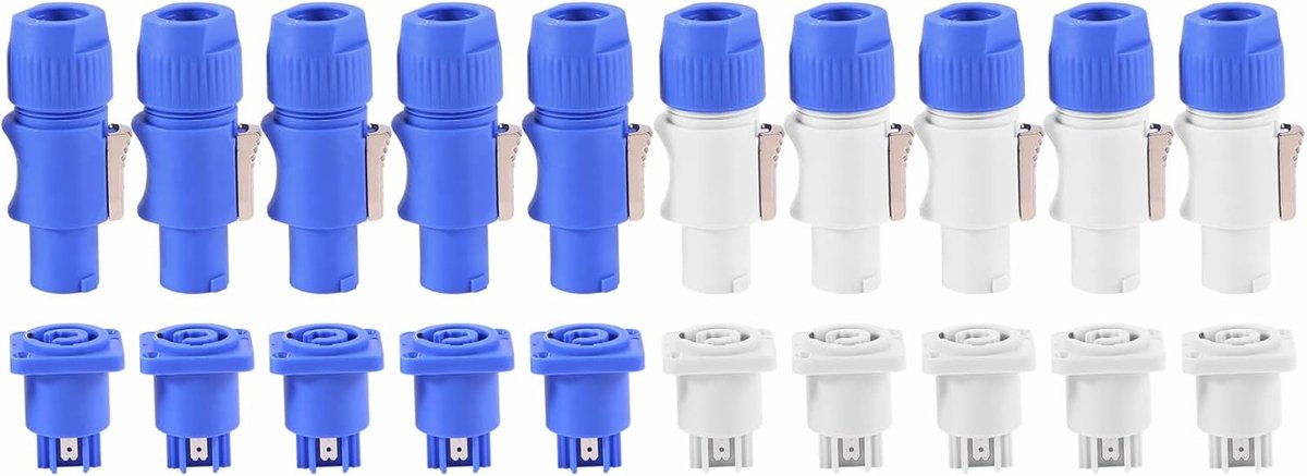 10-delige set PowerCON type A NAC3 + NAC3MPA-1 chassis plug-paneeladapter
