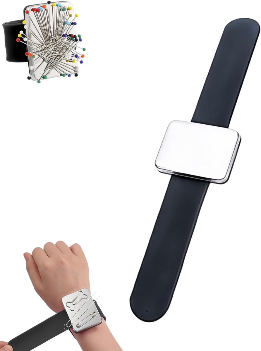 polsband voor het naaien van magnetische pin kussen polsband, voor pinnen naalden voor naaien vlechten quilten doe-het-zelf handwerk, zwart