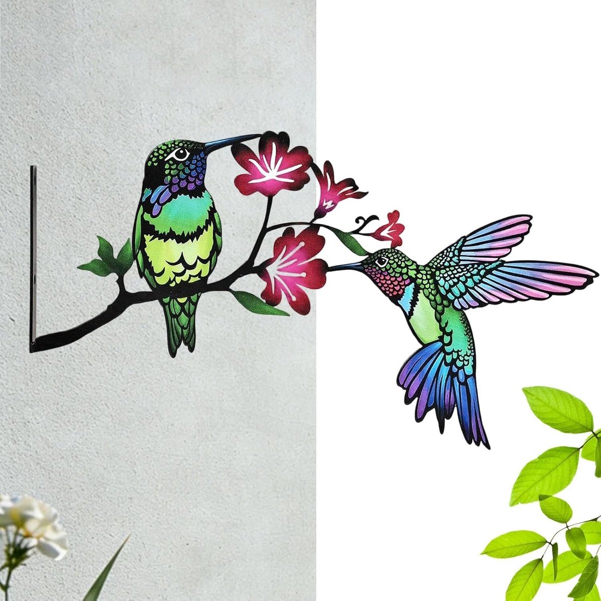 Wanddecoratie van metaal, kleurrijk en weerbestendig, wandkunst van metaal voor buiten, tuin, terras, balkon, binnenplaats, , dek, huis, cottage