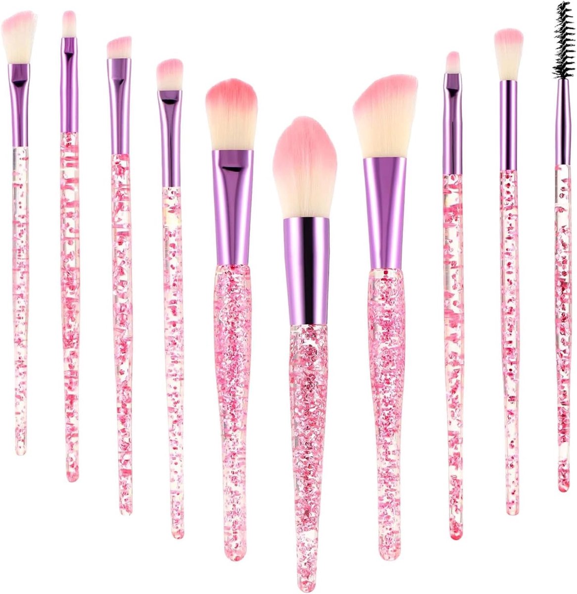 kristallen make-upkwastenset, 10-delige bling-foundationkwast, vlekkeloze poederkwast, highlight-kwast, concealerkwast voor eyeliner, rouge, make-upkwast