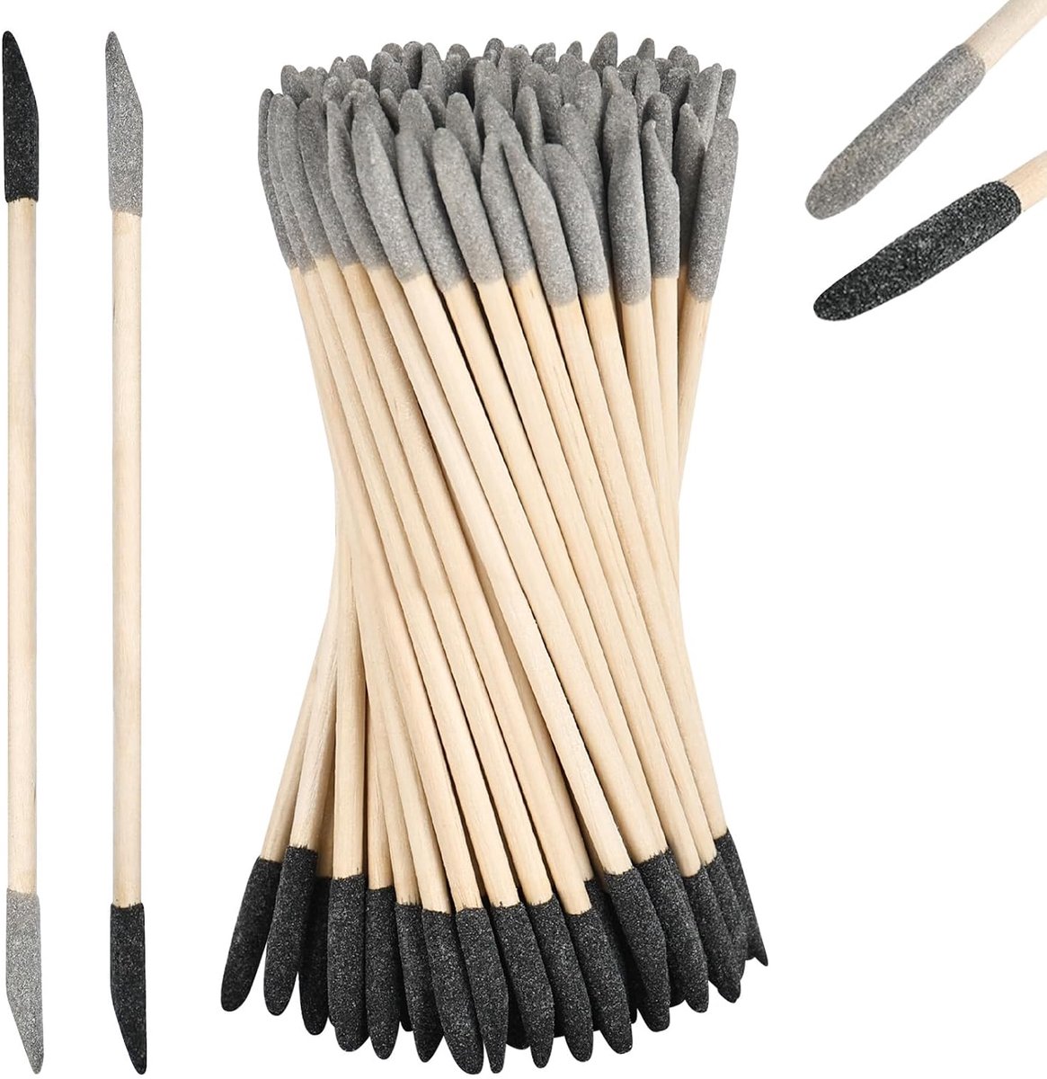 100 stuks slijpstaaf, zanding sticks granulariteit met 150# zwart/280# grijze ticifers met dubbele fijne slijpschijven voor Gundam modelbouw houthandwerk nagelkunst polijsten