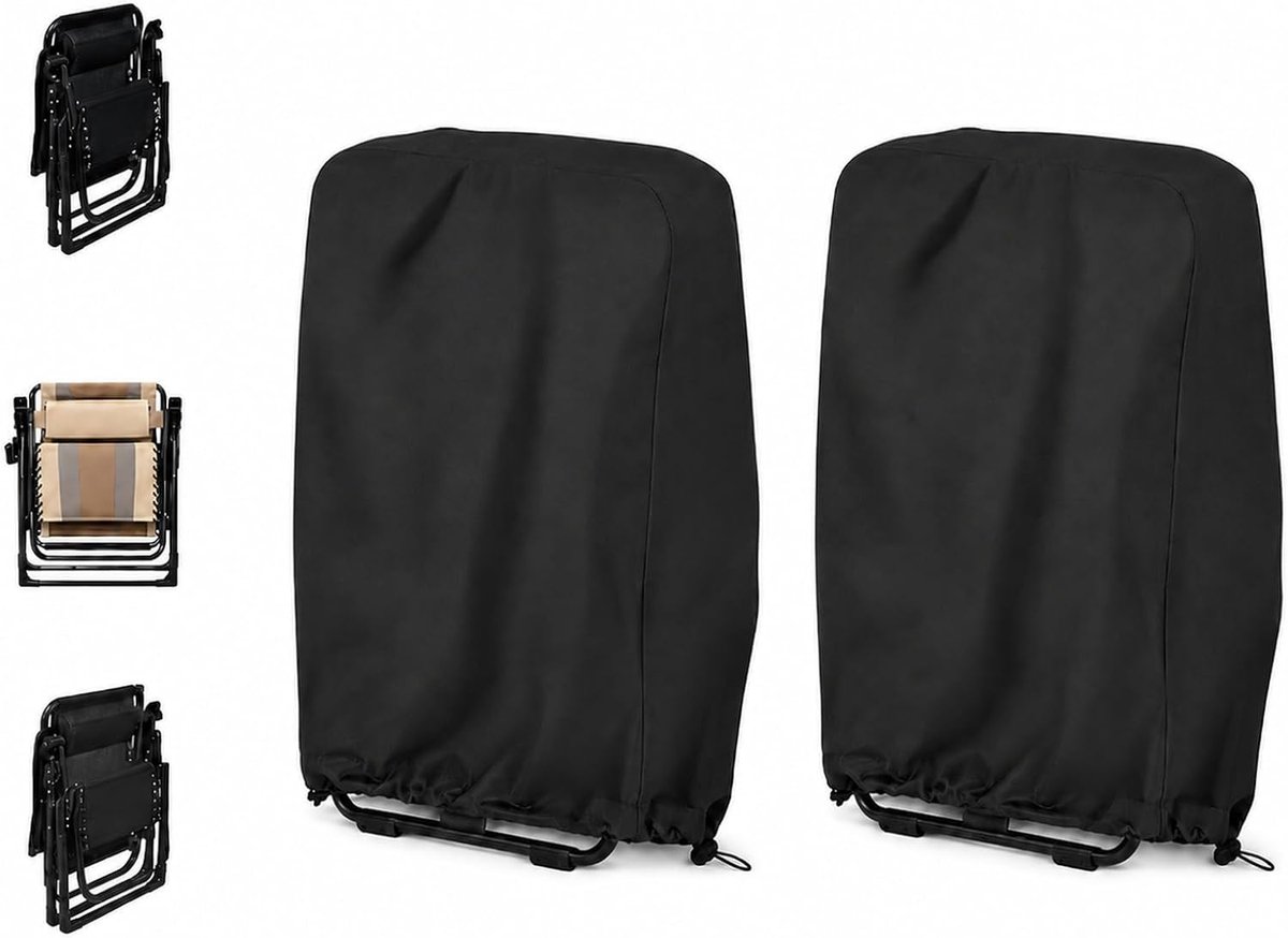 Stoelen, 210D Oxford Tuinmeubelafdekking Waterdicht, Winddicht en UV-bestendig, voor Ligstoelen en Relaxstoelen (Zwart)