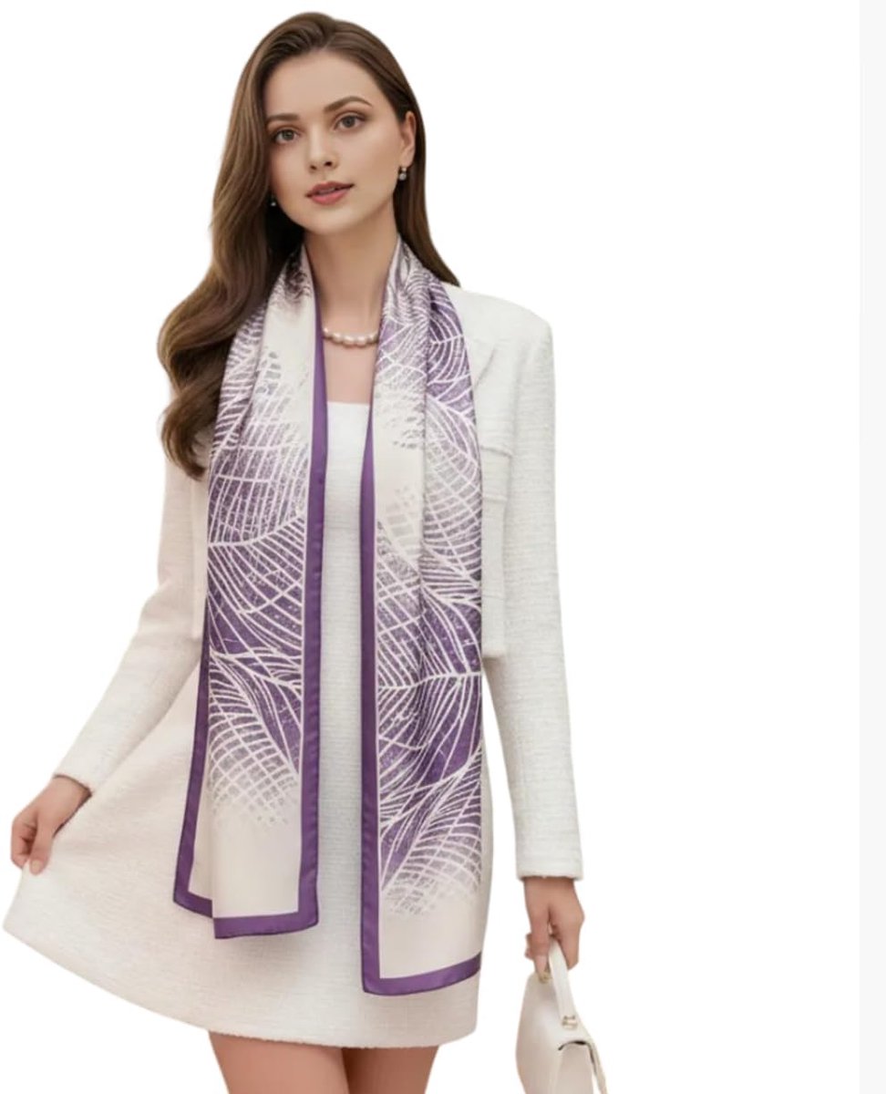 sjaal paars wit dames klassieke halsdoek zijden sjaal formele gelegenheden omslagdoek licht 180x90 cadeau voor haar vrouw