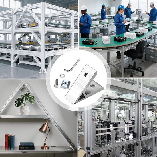 8 stuks aluminium profielconnectoren 40 x 40 mm aluminium profiel hoekconnector 45 graden hoekconnector voor stangprofiel doe-het-zelf projecten — afbeelding 5