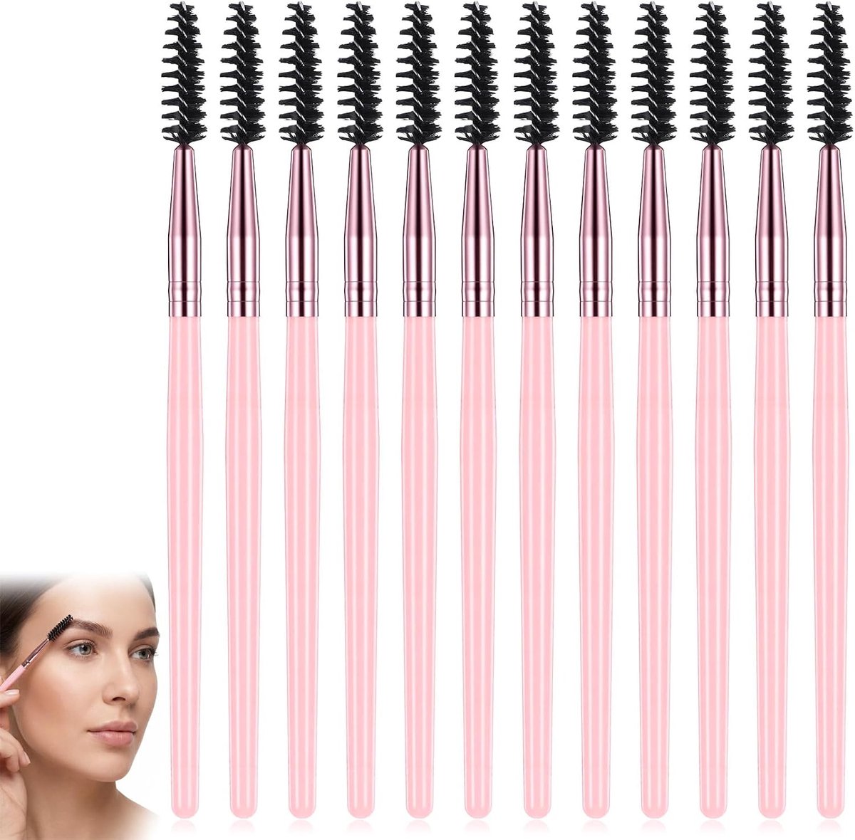 12 stuks, wimperscheider, wenkbrauwborstel, applicator, wenkbrauwkwast, mascara, make-upgereedschap voor het kammen van wimpers of wenkbrauwen