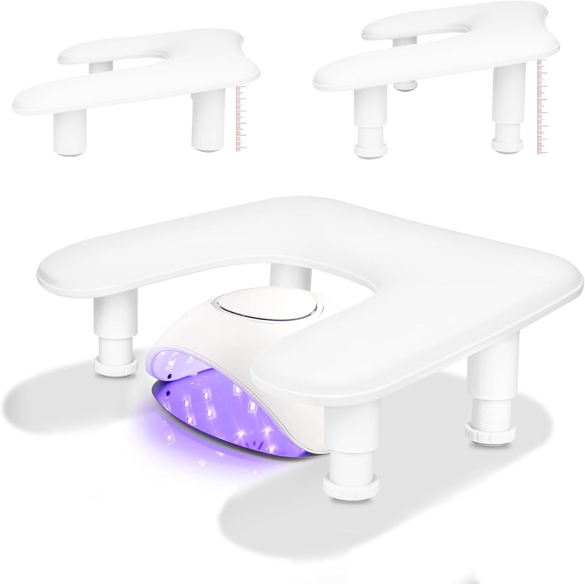 Handsteun voor nagels tudio in U-vorm – Verstelbare manicure handkussen,handkussen van microvezel-leer,antislip armkussen van PU-leer voor nagelstyling,handkussen voor nageltechnici – Wit