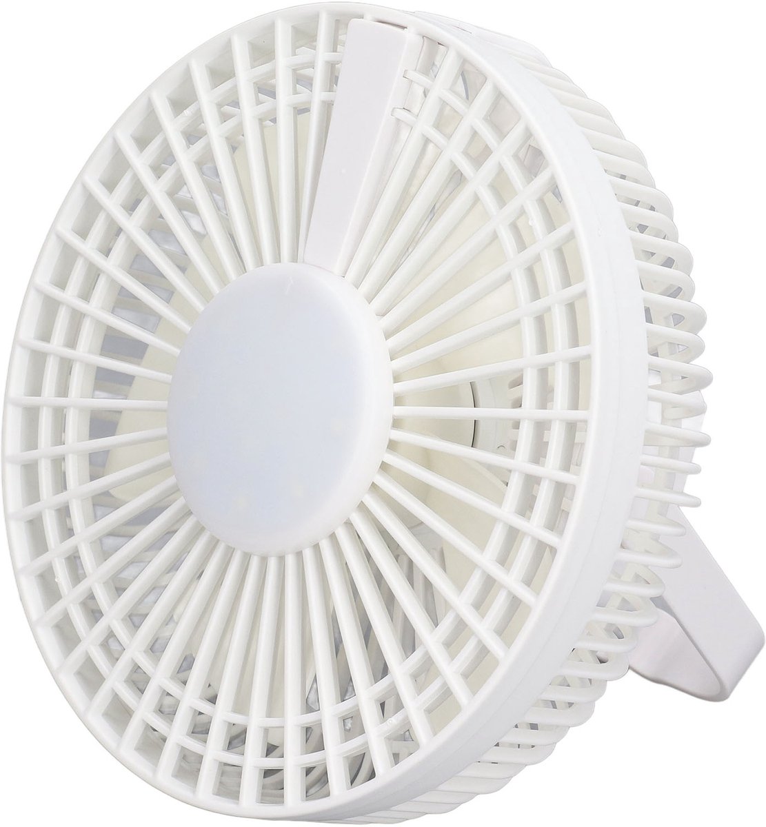 Draagbare ventilator met nachtlampfunctie, zwenkfunctie, 3 snelheden en wandmontage-optie; USB-oplaadbaar – voor camping en keuken