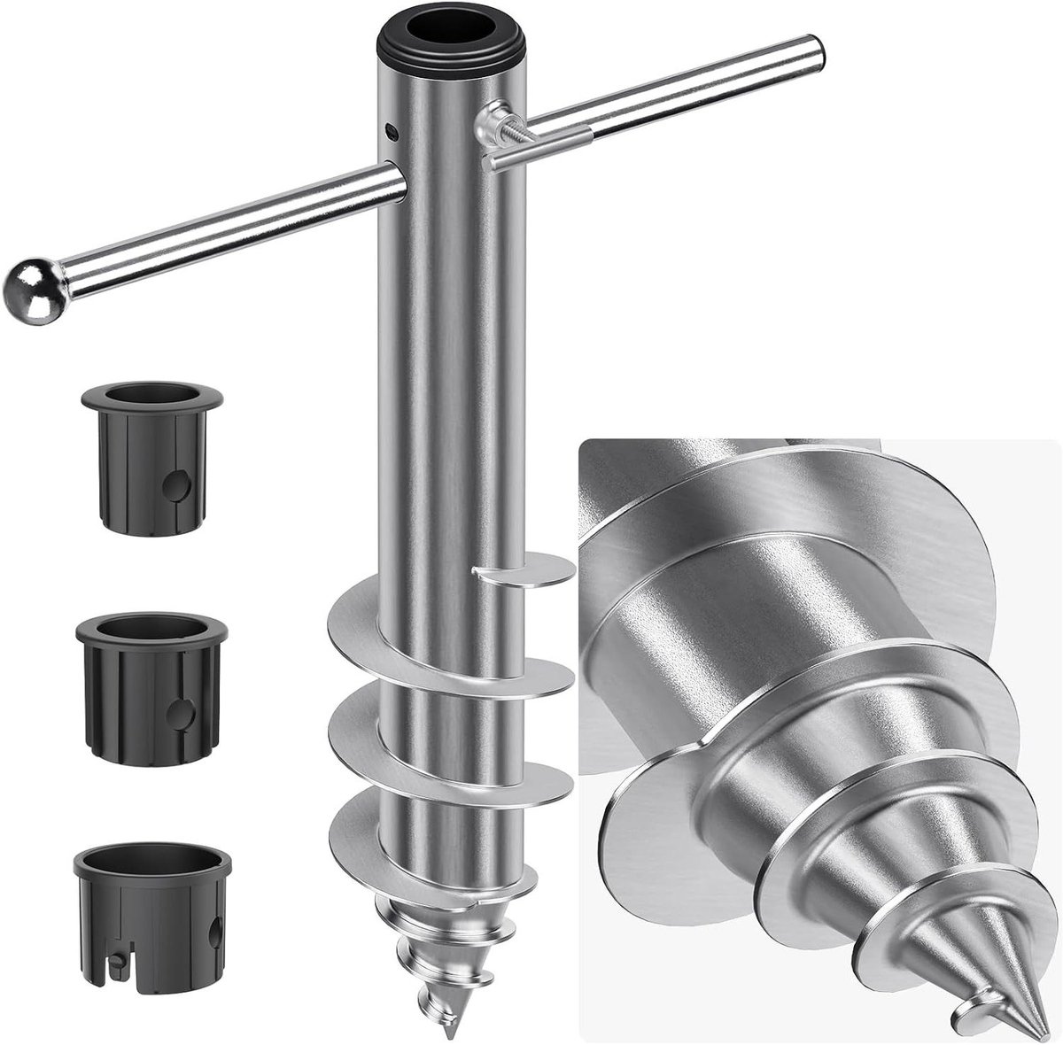 Parasol Grondanker - Hamer Grondhouder - Stabiel Plaatsen - Verstelbare Mouwen - 42 cm Lengte - Grijs