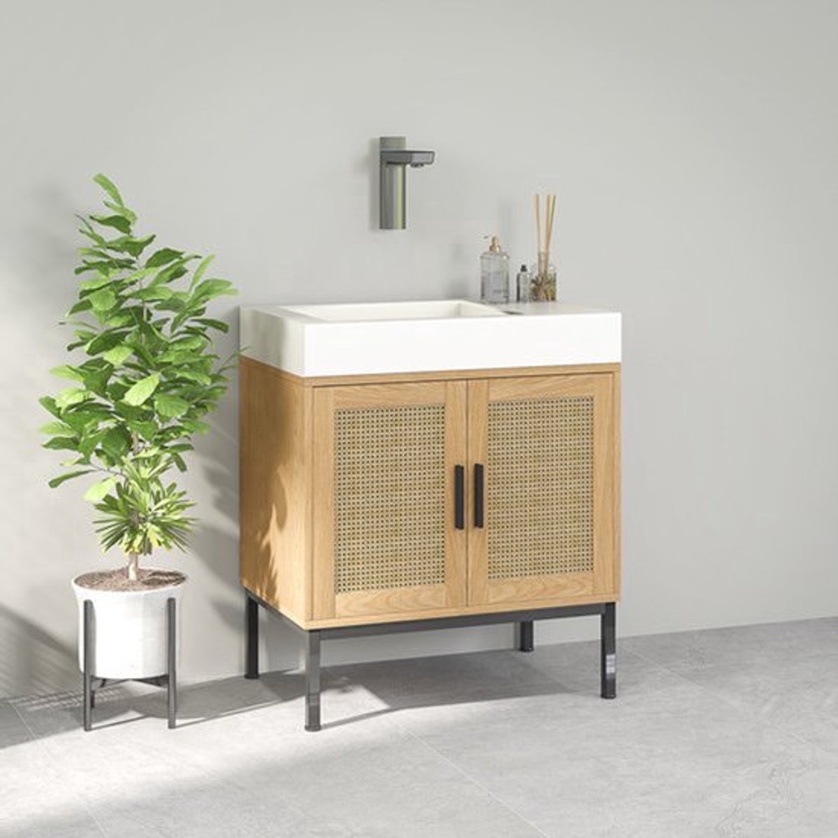 Badkamerkast – Badkamermeubel – Kolomkast – Opbergkast – Wastafelonderkast – Boho Stijl – 