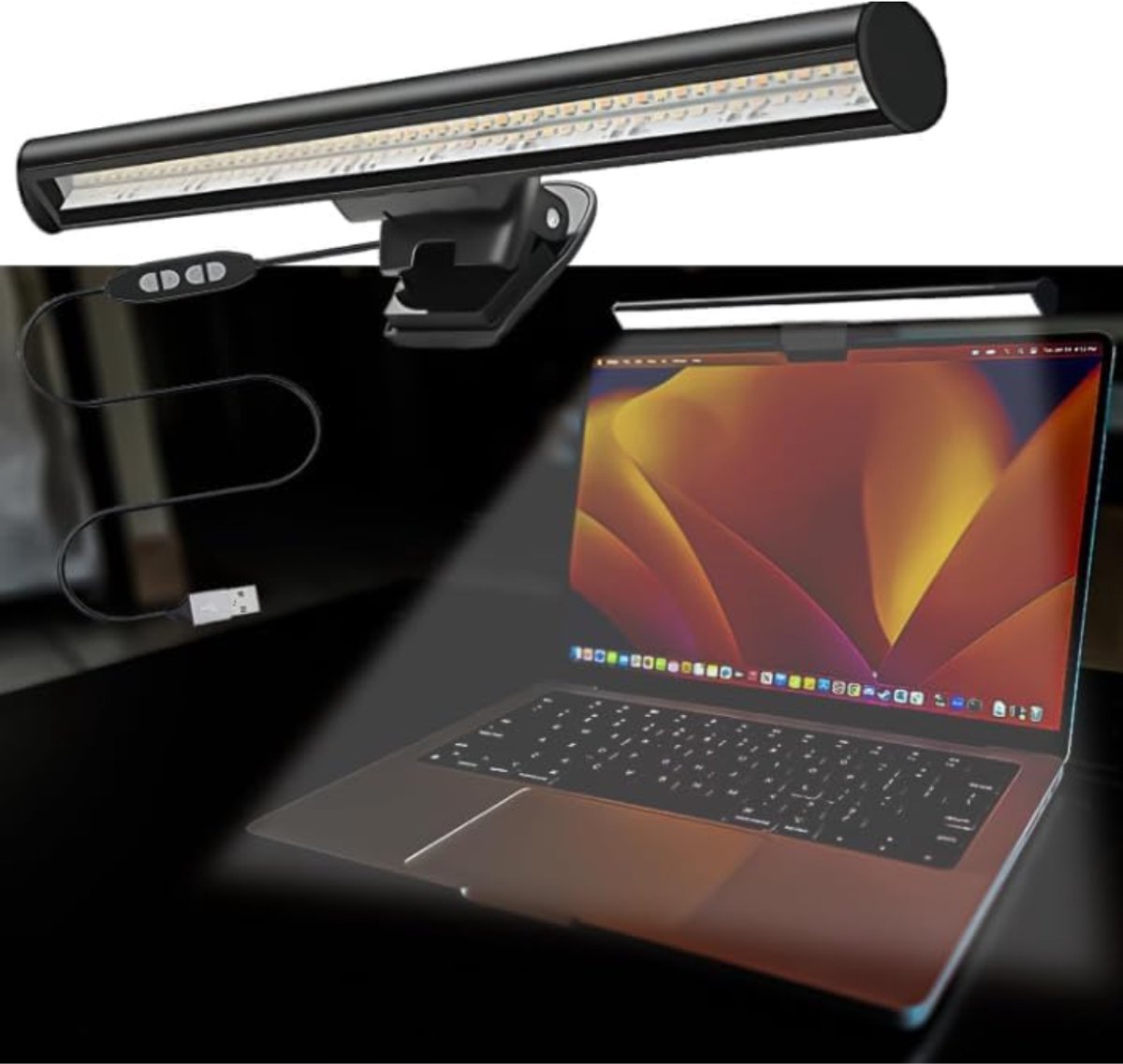 Ploutos® Monitor Lamp - 3 kleurtemperaturen - Bureaulamp - LED Monitorlamp - Zwart - 28cm x 6cm x 5cm