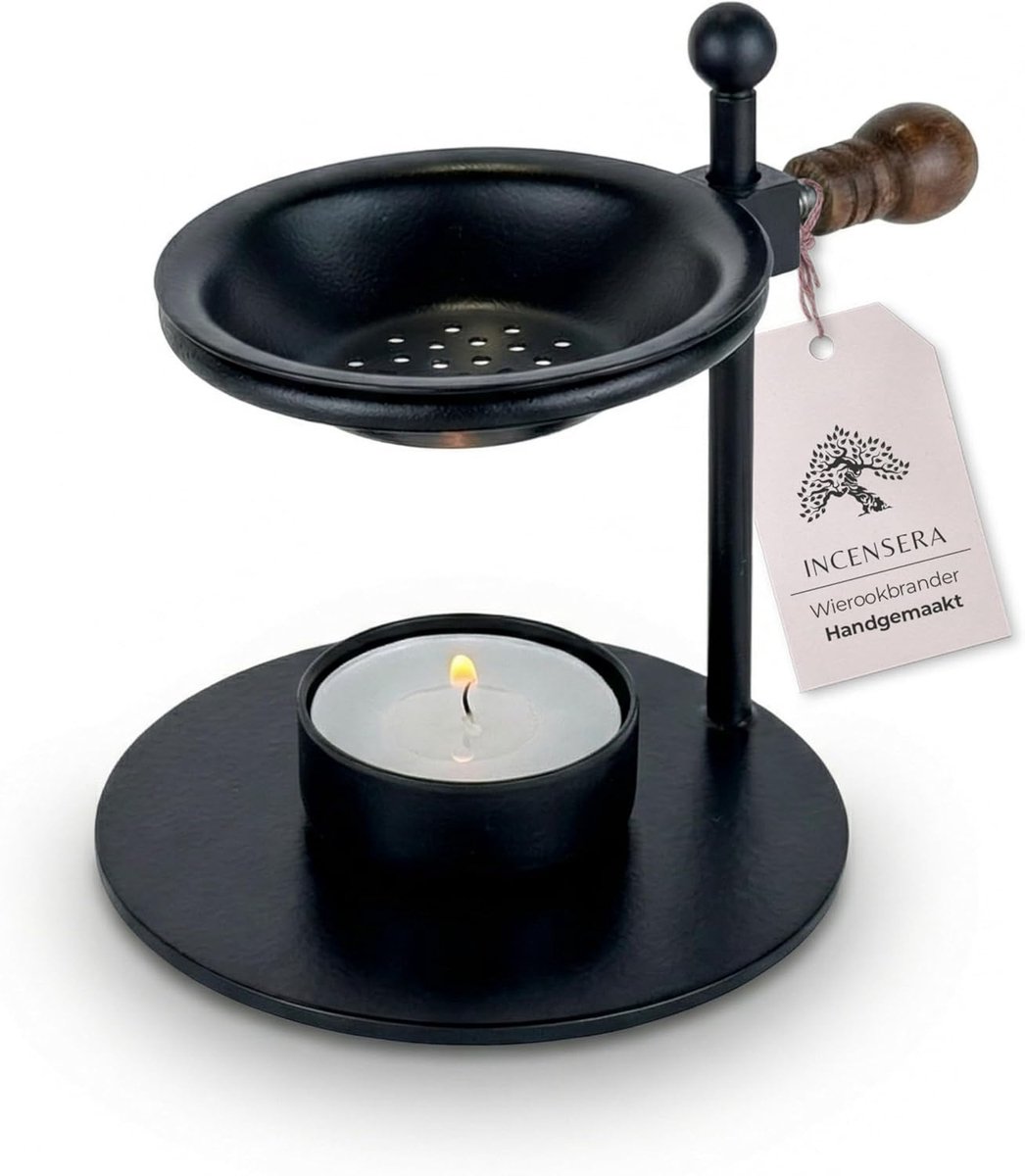 SnelShoppen - Incense Holder Zwart - Elegante Verstelbare Wierookhouder - Incense Burner - Rookaccessoires - Hoogwaardige Censer voor Meditatie en Thu