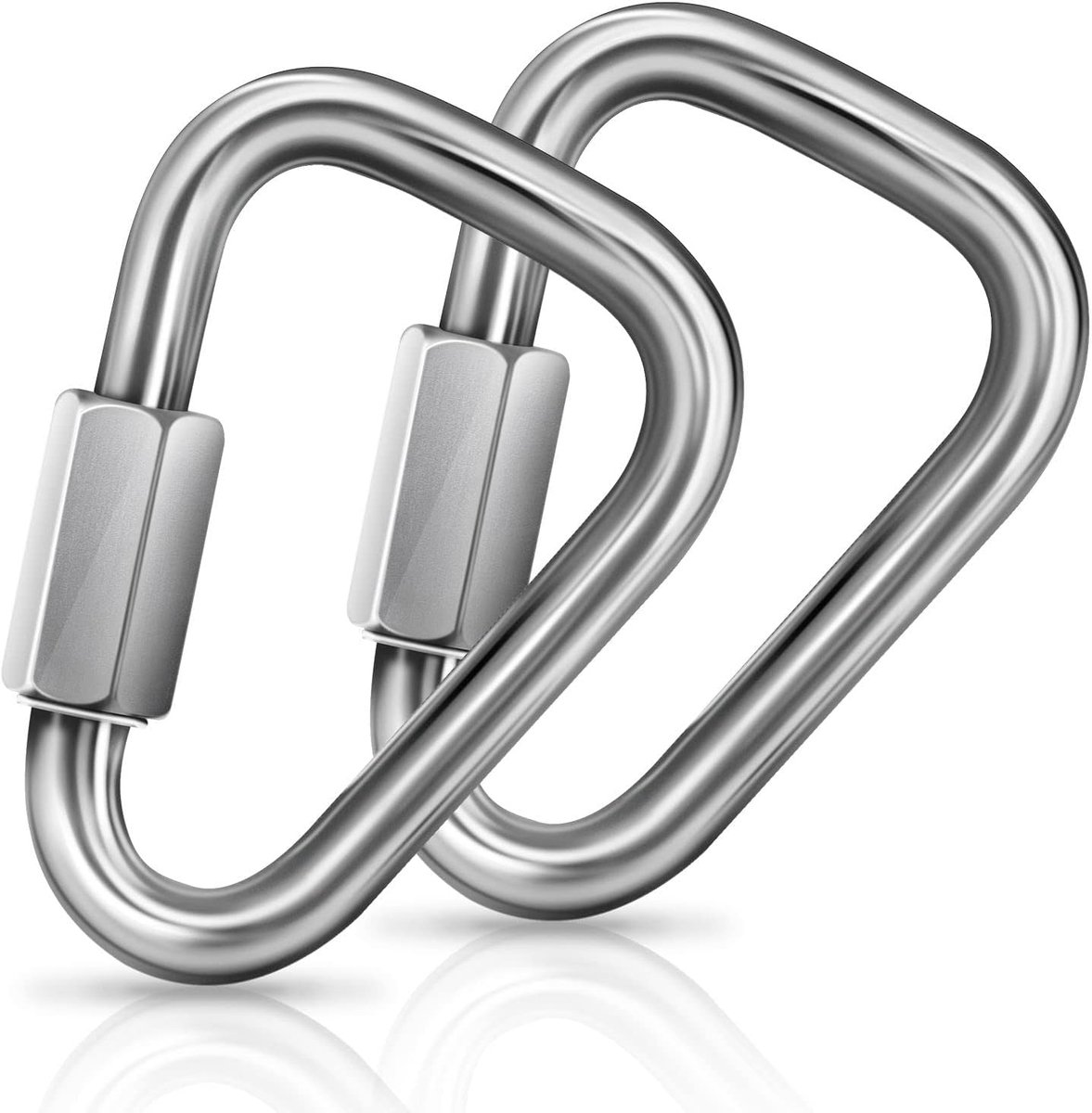 SnelShoppen - Karabijnhaak met Schroefsluiting Groot 2 Stuks - Roestvrij Staal - Zware Belasting M8/M10 12 kN/28 kN - Perfect voor Schommels, Hangmatt