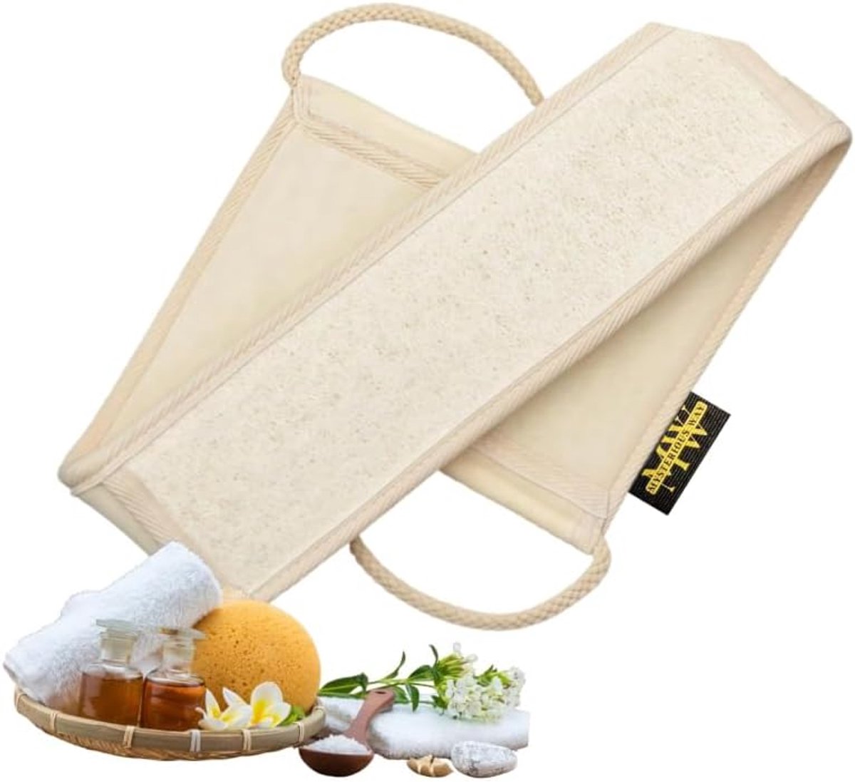 SnelShoppen - Wastafelriem Loofah Spons voor Douche en Bad - Natuurlijke Lichaamsreiniger, Peeling, Haarband voor Rug en Lichaam, Dode Huid Verwijdere