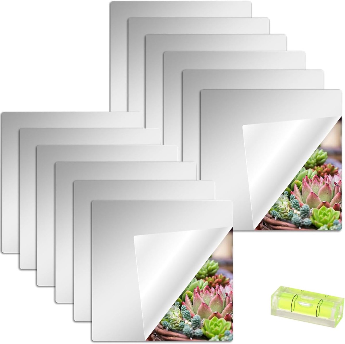 SnelShoppen - Zelfklevende Tegelspiegel 30x30 cm, Flexibele Acrylspiegel, HD Spiegelsticker voor Muur, Ideaal voor Badkamer, Woonkamer, Slaapkamer en