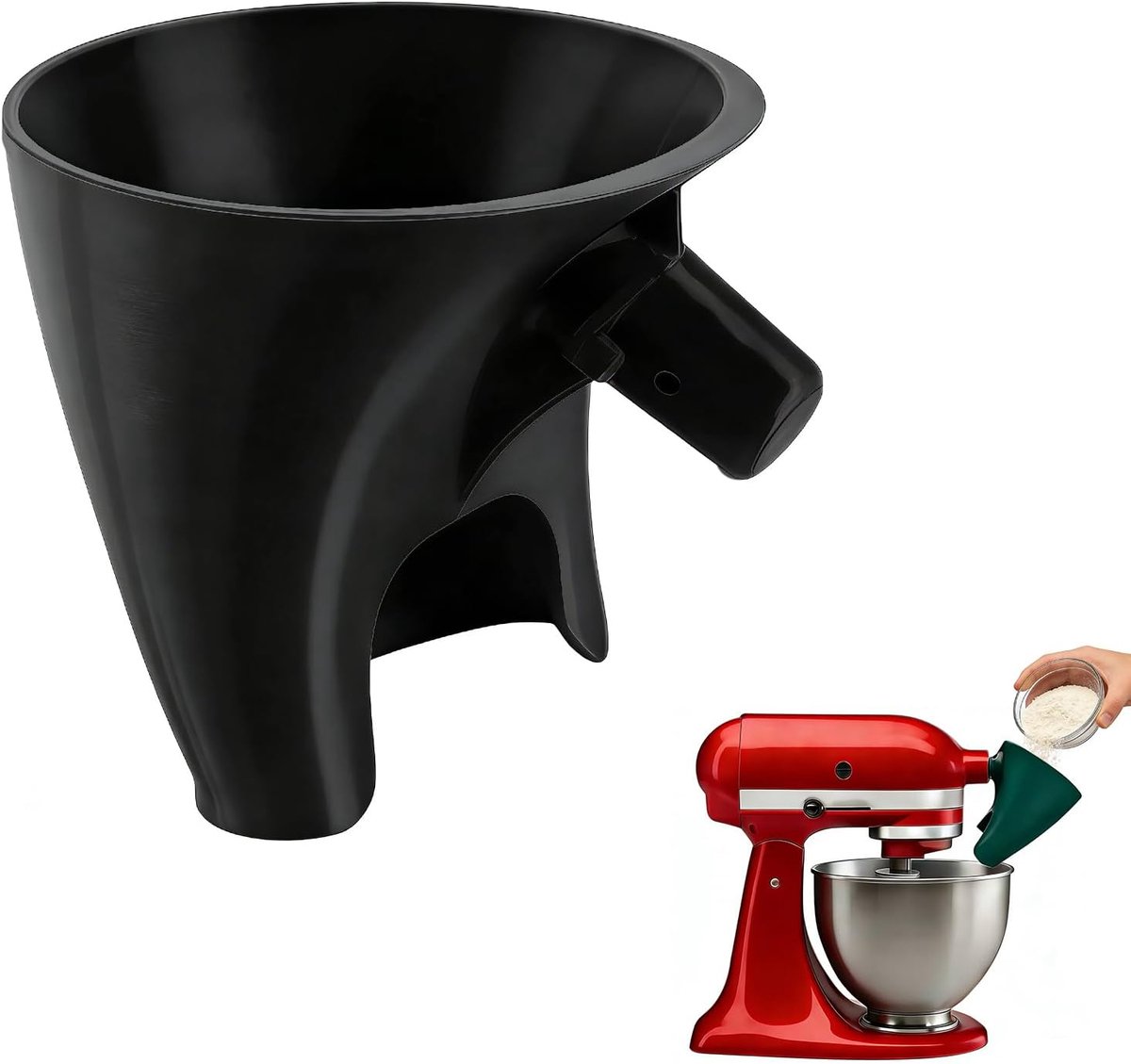 SnelShoppen - Flour Funnel Accessoires Geschikt voor Keukenmachines 4.5-5 Liter met Kantelkop, Vaatwasserbestendig, Zwart