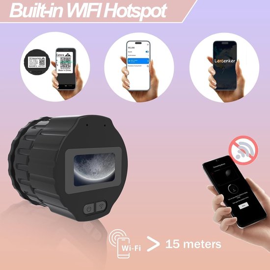 SnelShoppen - Electronic Wi-Fi Eyepiece Camera 4MP - 2K Video Opname - Draadloze Telescopische Camera voor 1.18-1.97 Inch Telescoop - Ideaal voor Ster van Snelshoppen — afbeelding 3