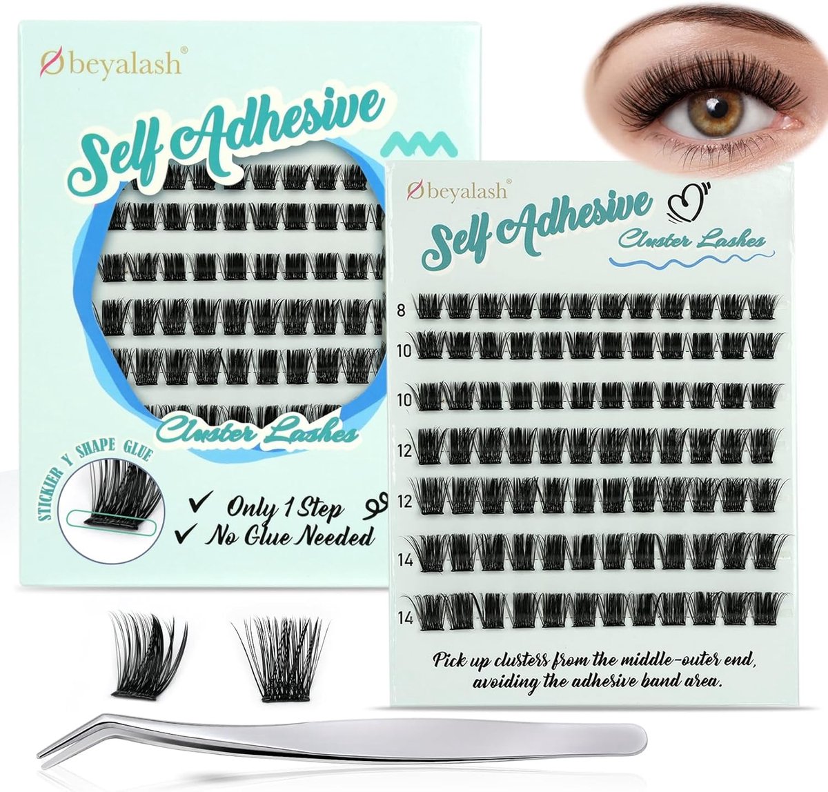 SnelShoppen - Pre-Glued Eyelashes Valse Wimpers Fluffy Cluster Lashes Kit Zelfklevende Wimpers D Curl Plak Wimpers Glueless Individuele Cluster Herbru