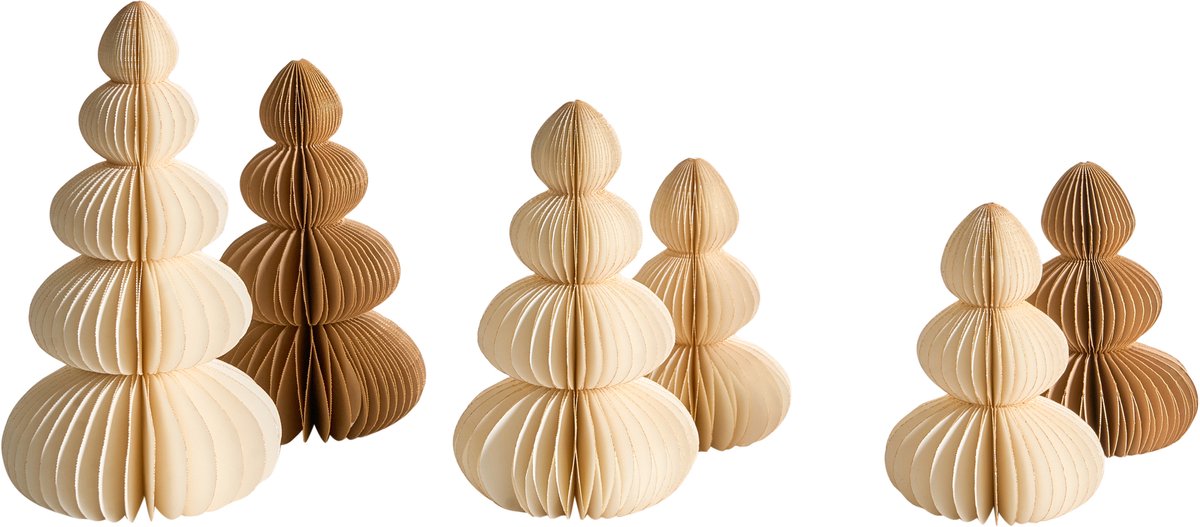 RANELVA - Set van 6 kerstfiguren - Bruin/beige - Papier