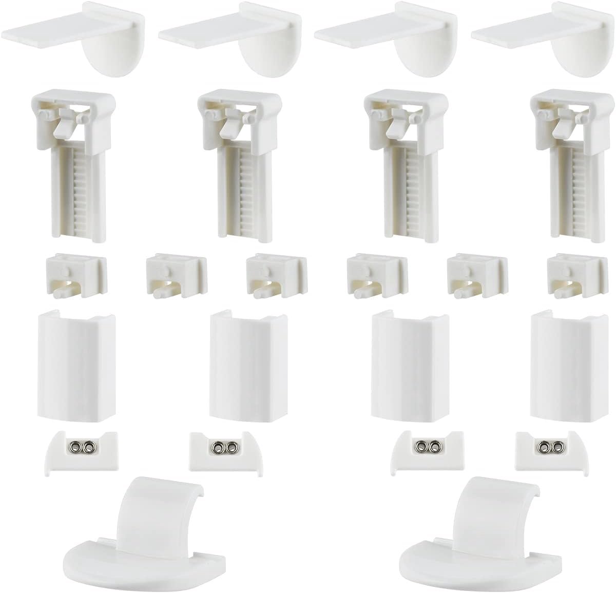 SnelShoppen - Clamp Support Set van 4 - L-vormige Montage zonder Boren voor Plisségordijnen met Bloemmotief, Inclusief H-vormige Steunen en Bevestigin