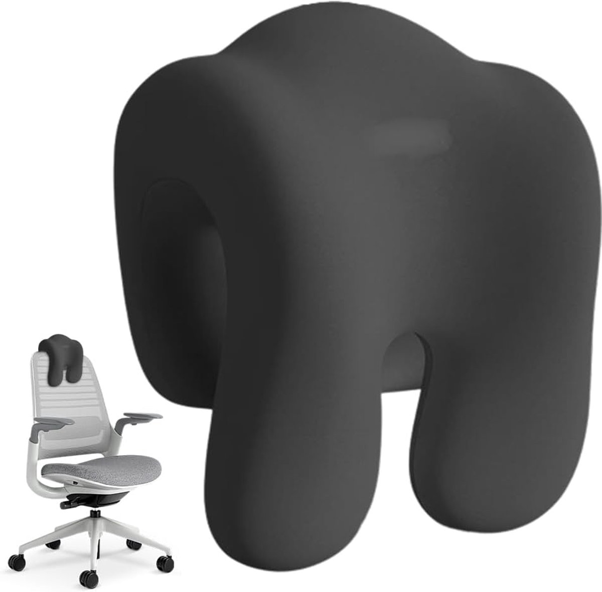 SnelShoppen - Ergonomische Neksteun Kussen voor Bureaustoelen - Hoofdkussen met Geheugen Effect - Zwart - Perfect voor Thuis en Kantoor - Ondersteunin
