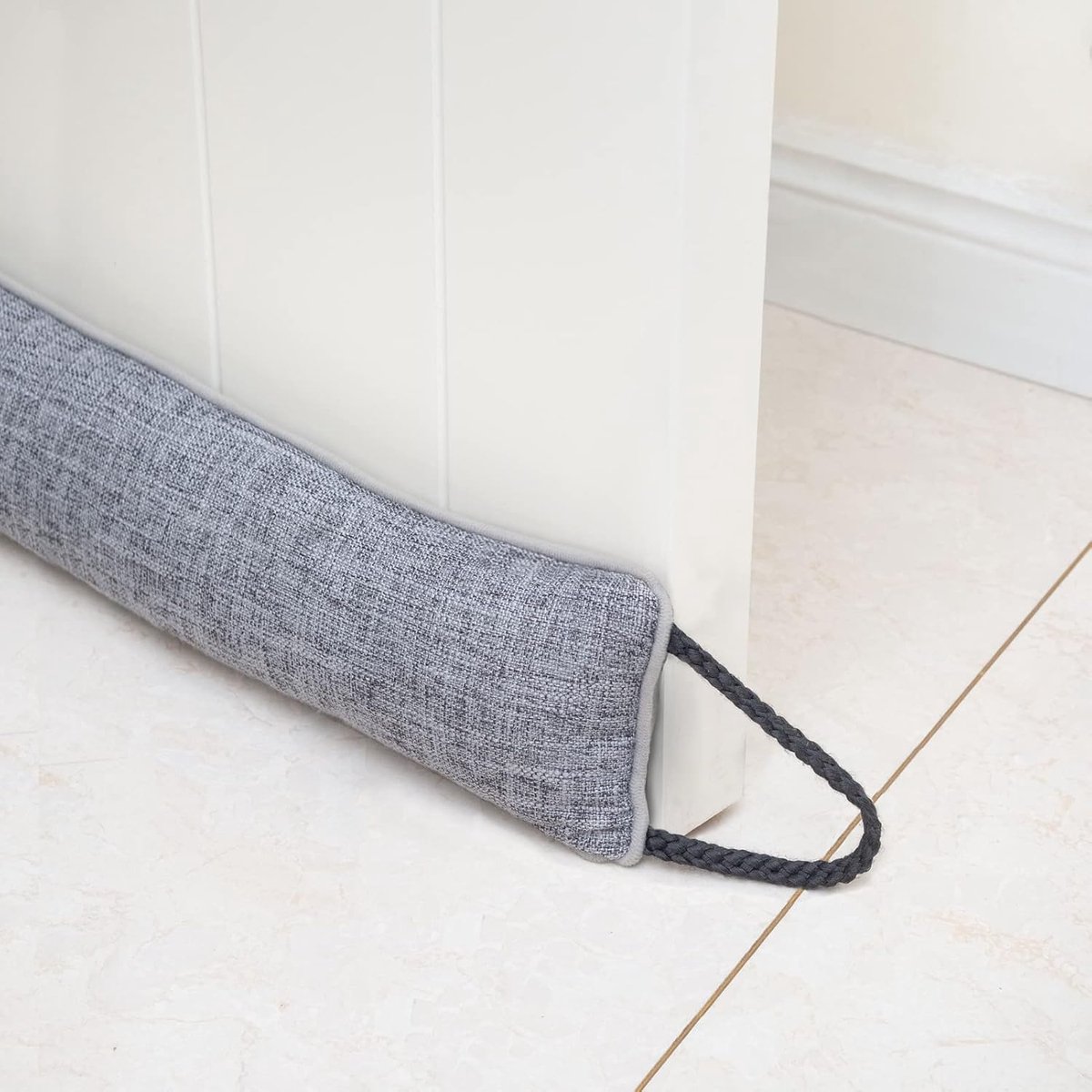 SnelShoppen - Decoratieve Deur Draught Stop 96cm voor Deur & Raam, Gewogen Windstopper Geluiddempende Onderdeur Excl. - Grijs 38"