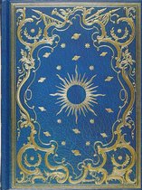 Blauw notitieboek met gouden zon en planeten op de voorkant.
