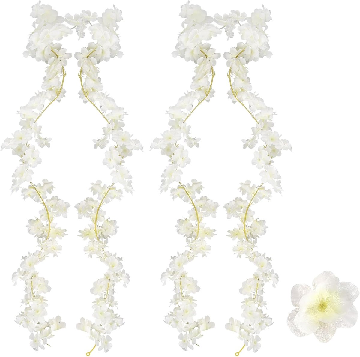 SnelShoppen - Cherry Blossom Decoratie Set van 2, 1.8m Kunstbloemen Hangende Wanddecoratie, Zijde Kersenbloesem Slier voor Bruiloft, Feest, Thuis, Tui
