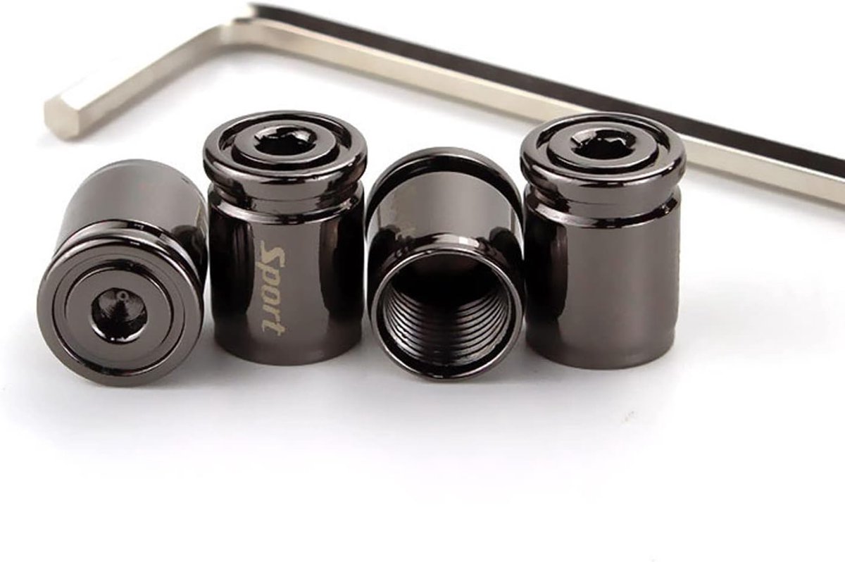 SnelShoppen - 4 Pack Ventiel Caps met Slot | Anti-Diefstal & Stofdicht voor Auto's, Motorfietsen, Fietsen (Zwart)