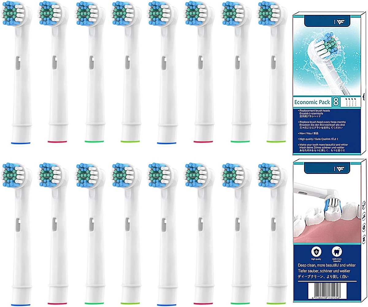 SnelShoppen - 16 Stuks Vervangende Tandenborstelkoppen voor Elektrische Tandenborstels, Compatibel met Braun, Professionele Reiniging, Zachte Borstels