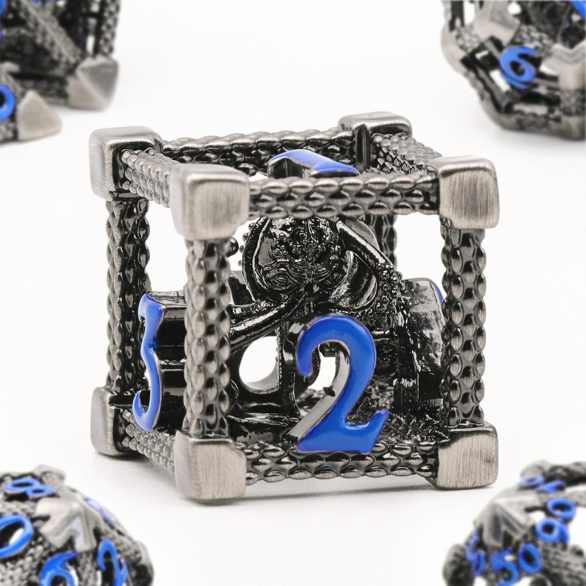 SnelShoppen - DND Dobbelstenen Set - Polyhedrale D&D Dobbelstenen - 7 Stuks Metalen ZHOORQI Cthulhu Dobbelstenen - Perfect Voor Rollenspellen en Bords