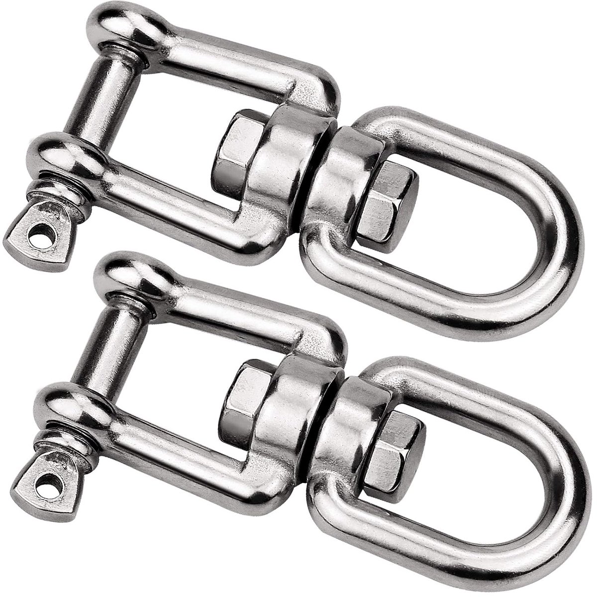 SnelShoppen - 2 Stuks Schwenkring Schnapprollschäkelvorrichtung M8-Drehwirbel 360° Roterende Schaakels van RVS voor Hängesessel, Boxsack en Schwenkgri