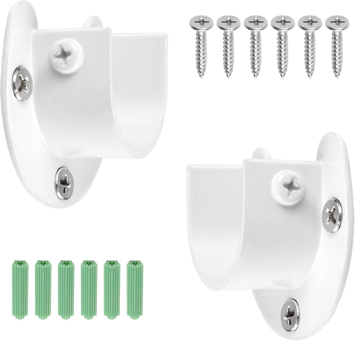 SnelShoppen - 2 Stuks Kledingstanghouders Roestvrijstalen Kastbuishouder 28 mm met Schroeven en Pluggen voor Kledingstangen in Kasten