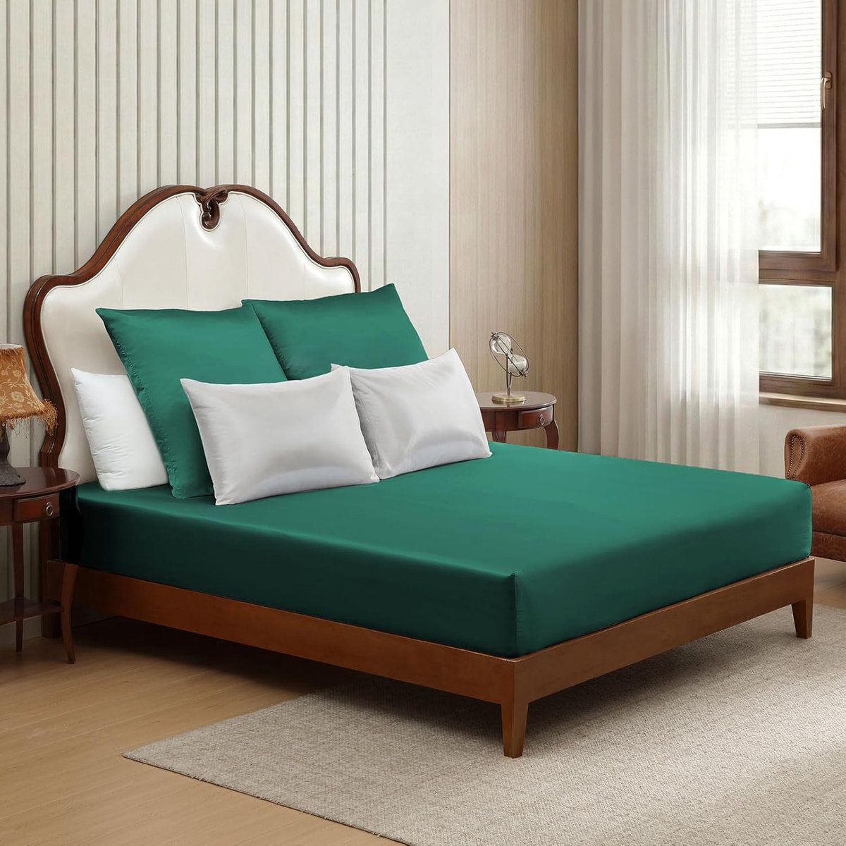 SnelShoppen - Satijnen Hoeslaken 180x200 cm, 3-delig met Kussenslopen 80x80 cm, Glad Polyester, Oeko-Tex 100, Geschikt voor Matrassen tot 30 cm, Luxe