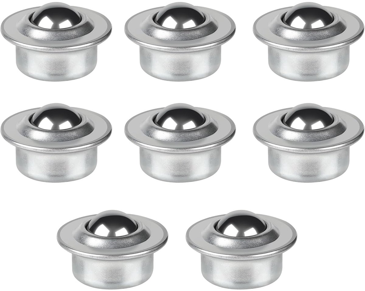 SnelShoppen - 8 Stuks 15mm Stalen Kogel Rollers Lager - Carbon Staal Transfer Lagers voor Transportband Rollen - 15kg Draagkracht