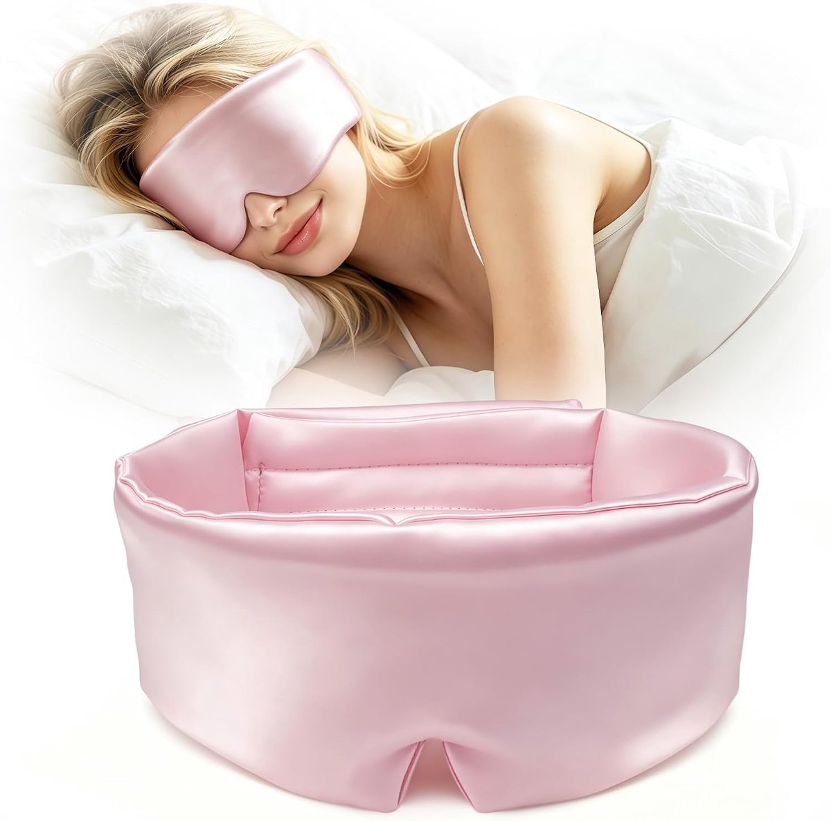 SnelShoppen - Zijdeslaapmasker voor Zijslapers, Lichtblokkerende Slaapbril met Verstelbare Hoofdband, Comfortabel Oogmasker van Katoenzijde voor Vrouw