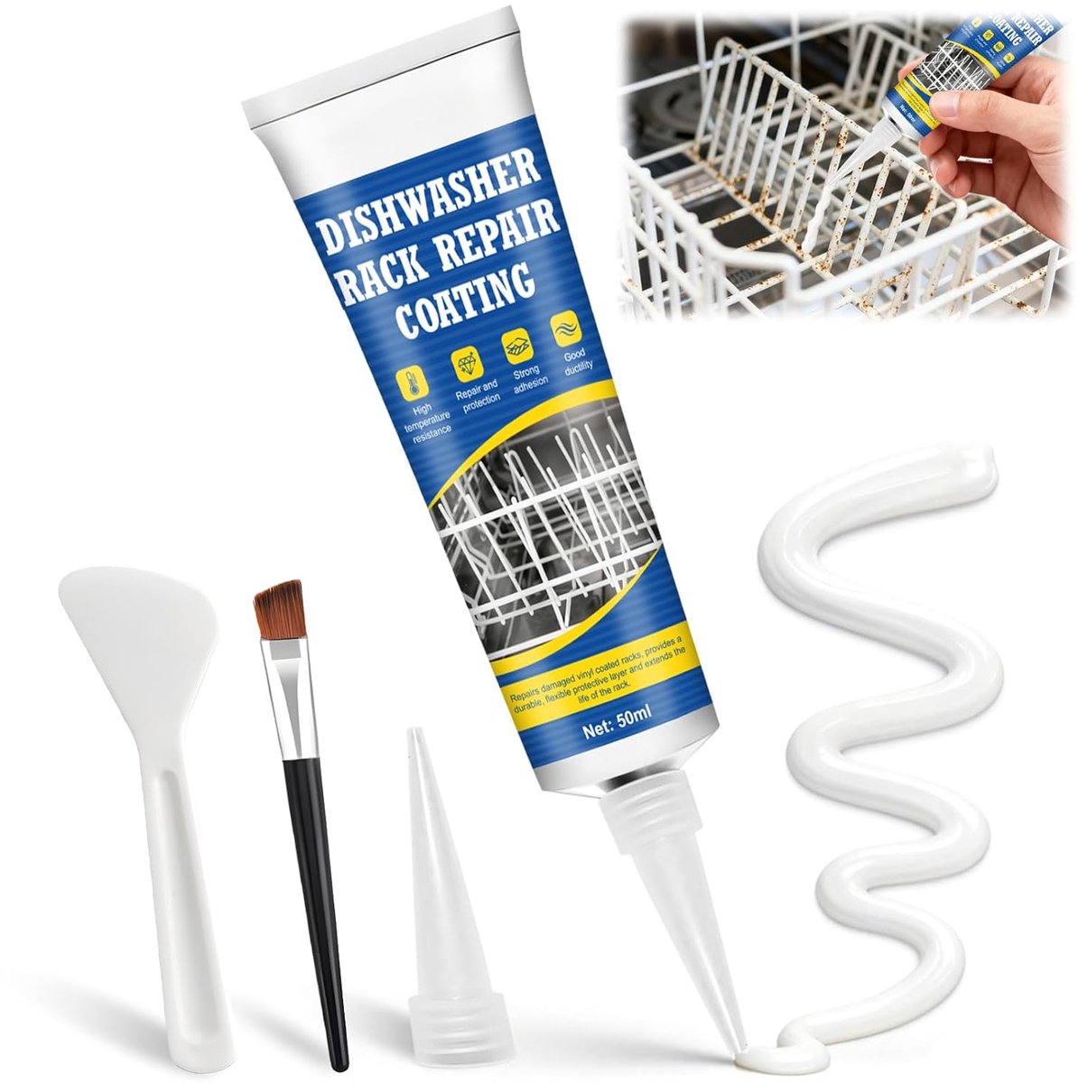 SnelShoppen - Vaatwasser Mand Reparatie Kit - 50 ml Rubber Sealant - Waterdicht, Roestbestendig, Hoog Temperatuur Resistenter Reparatiemiddel voor Vaa