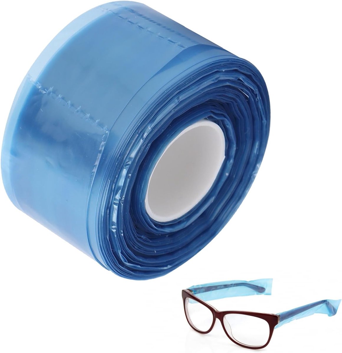 SnelShoppen - 200 Stuks Brillenpoothoezen, Brilbescherming voor Beugels, Duurzaam Polypropyleen, Blauw, Geschikt voor Dikke en Dunne Brillen, Salon en