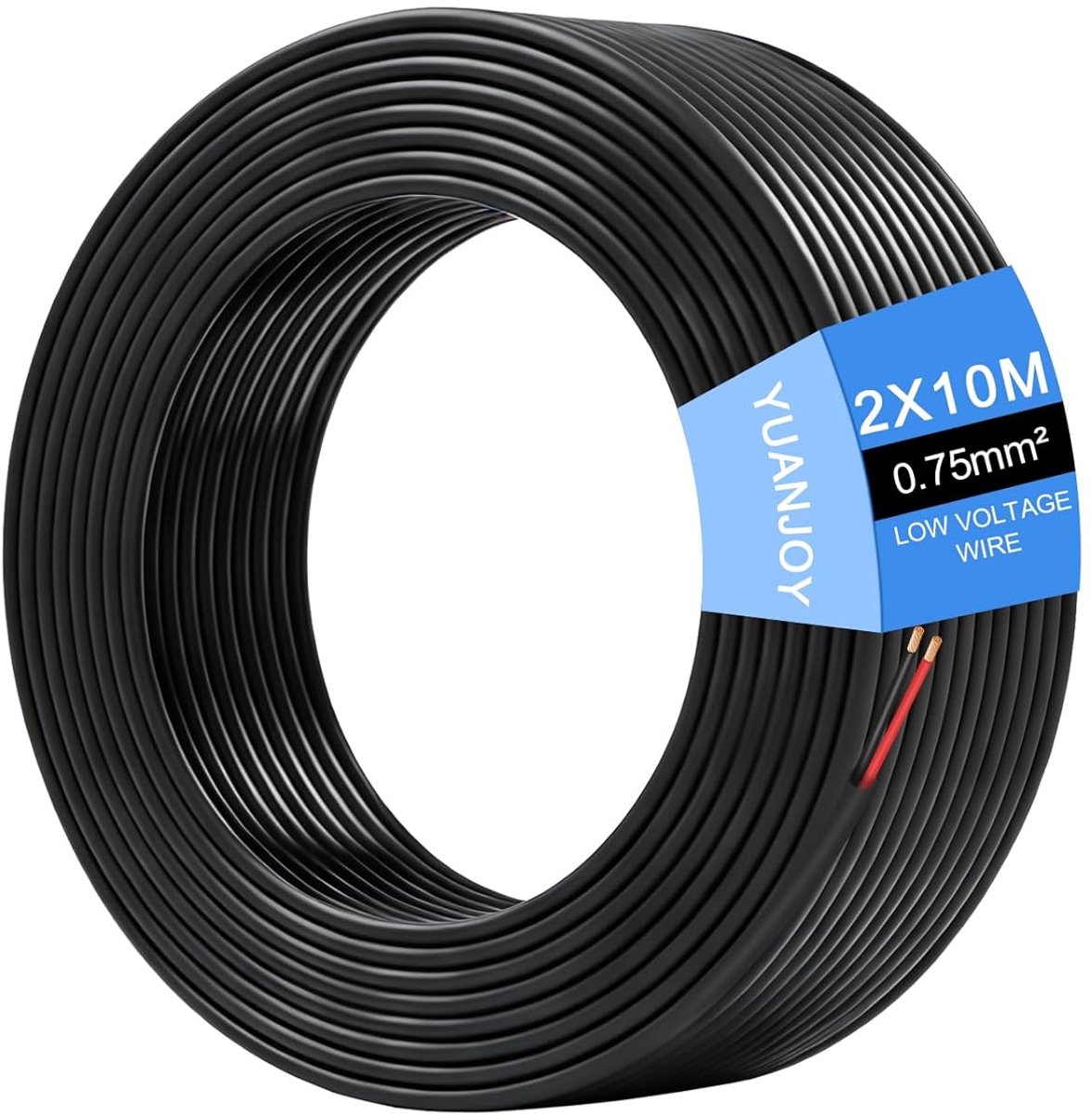 SnelShoppen - 2 Draad Auto Kabel 10 m 0.75 mm² Multi-Wheel Trailer Platte Aardkabel Zwart Voor Caravans, Trucks en Industrieel Gebruik