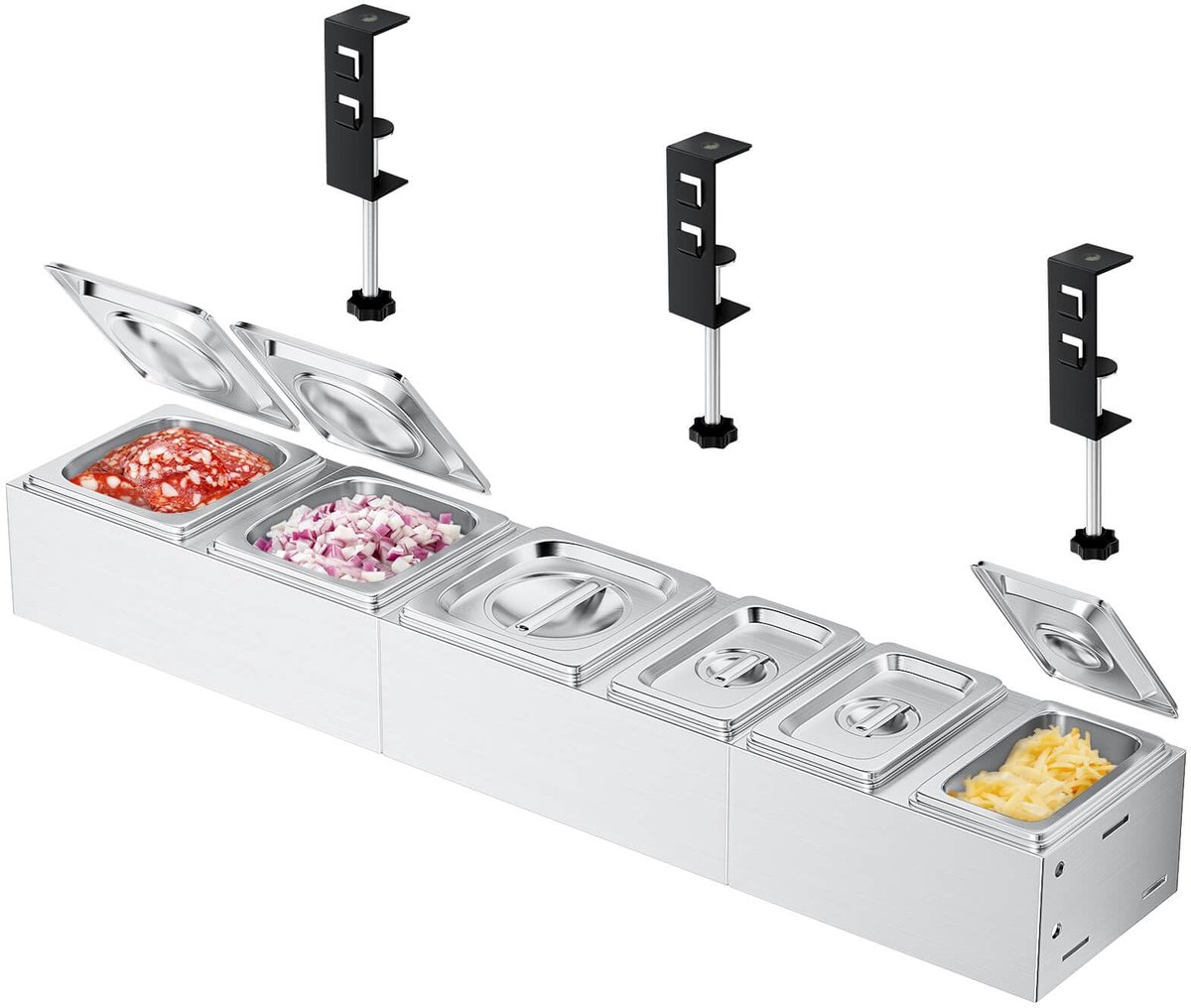 Dailygoods - Roestvrijstalen Pizza Ingrediëntenhouder - 6 Stuks Grill Accessoires